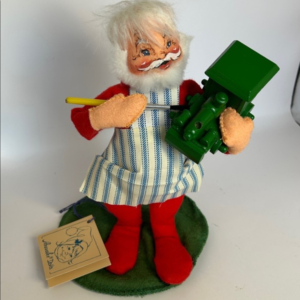 Annalee Santa with Green Train Holiday Decor